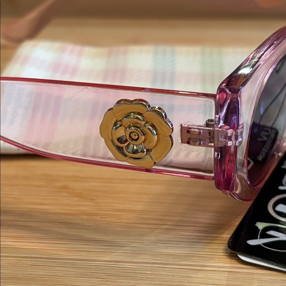 Brand New Shiny Transparent Light Pink Round Cat Eye Sunglasses Flower Accent main image 10